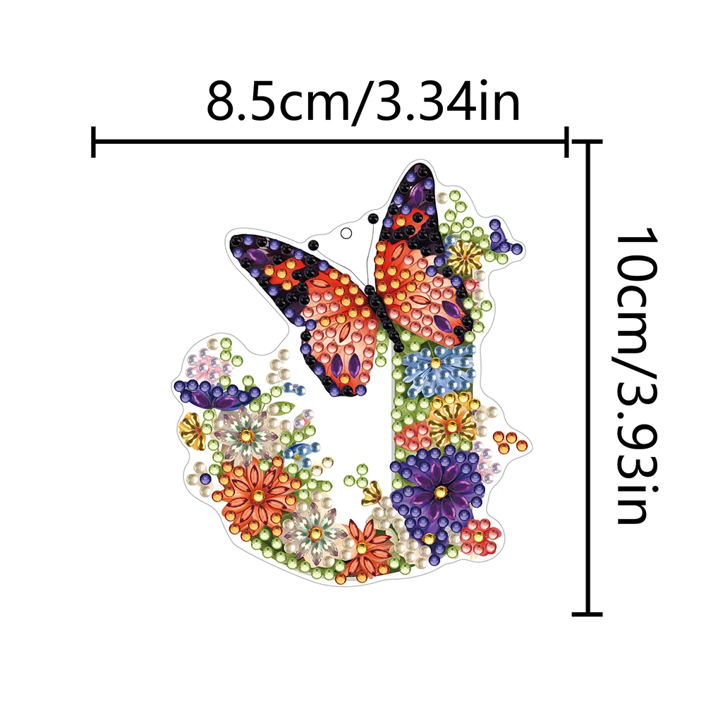 DIY J Diamond Art Key Rings Lettter Keychain Supplies Gift for Kids(Double Sided)