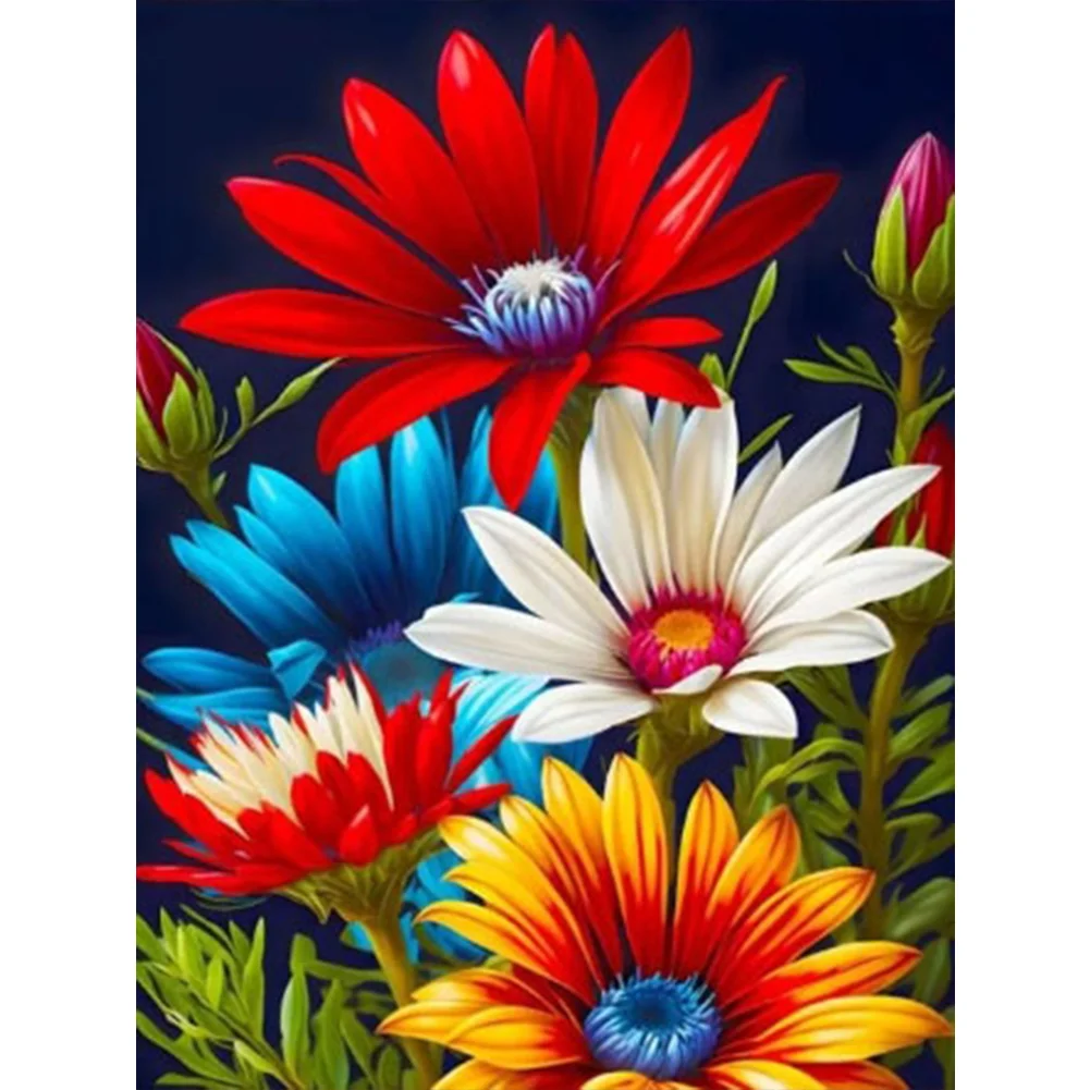 9CT Full Stamped Cross Stitch Bead Embroidery- Flower(Canvas|40*53CM)