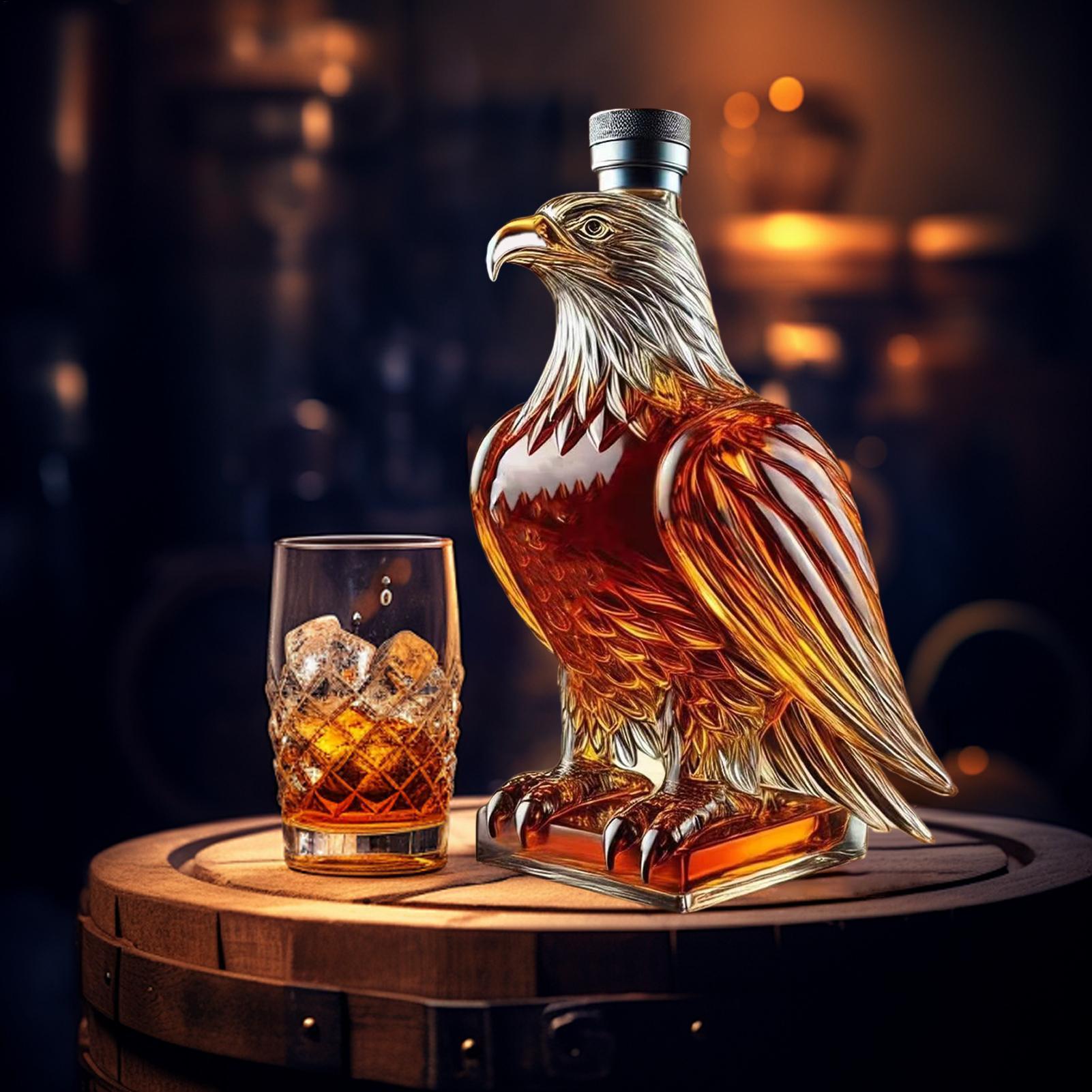 Tegooe Novelty Crystal Eagle Whiskey Decanter - 350ml Glass Spirit Bottle