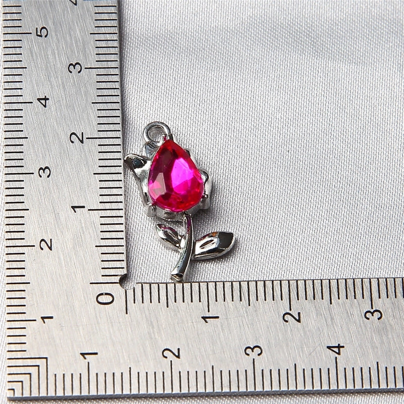 10 PCS/Package 22*10 * 5mm Alloy Artificial Rhinestones Flower Pendant Earring Findings Jewelry Accessories