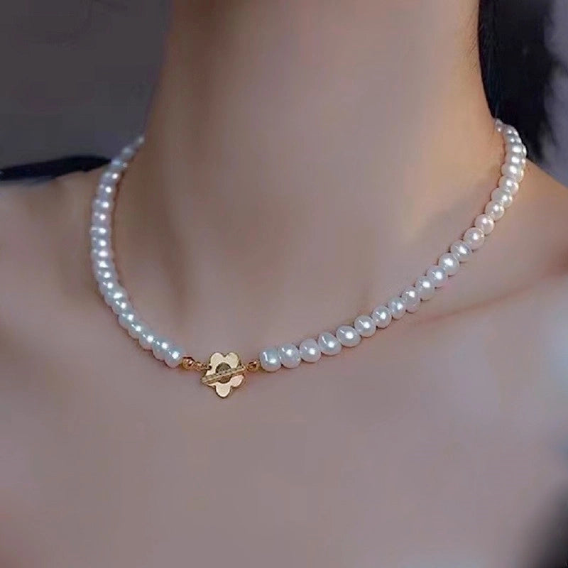 Alloy Freshwater Pearl Copper Fashion Solid Color Irregular Necklace