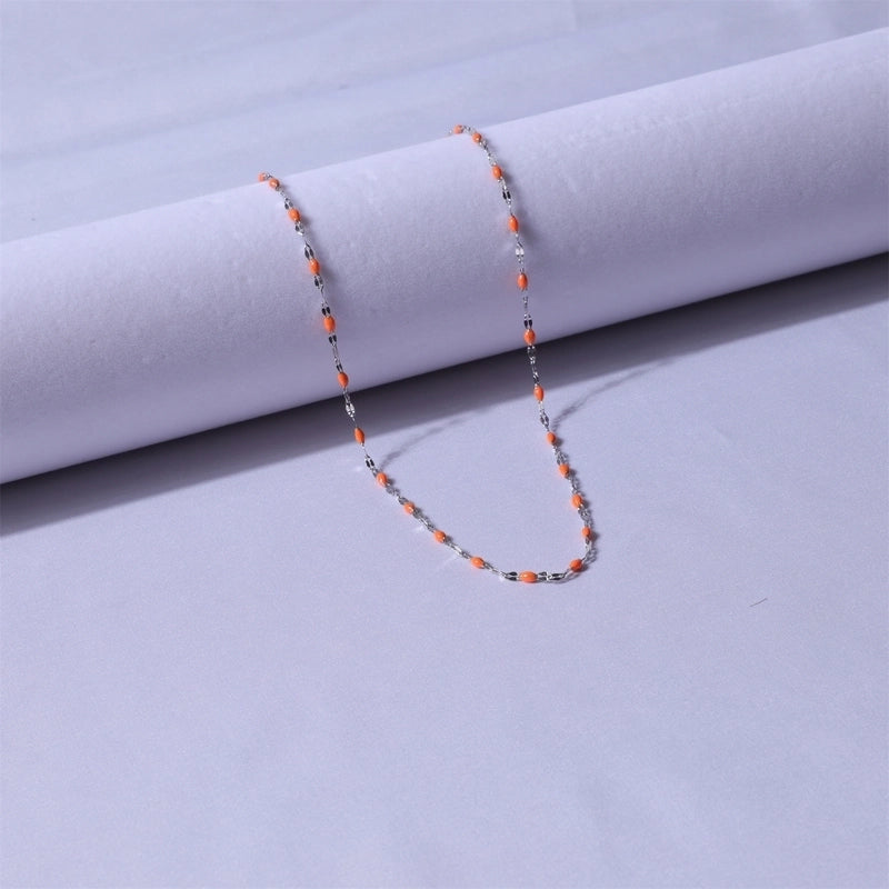 Sweet Color Block Titanium Steel Enamel Necklace