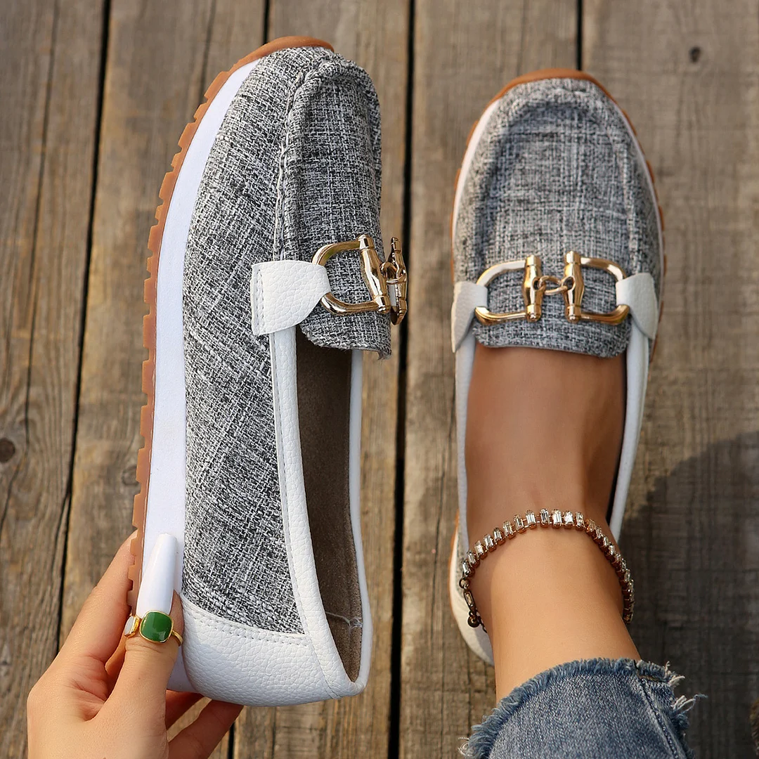 Breakj Breakj Casual Sneakers Casual Ladies Metal Chain 2025 Summer New Large-Size Single Shoes
