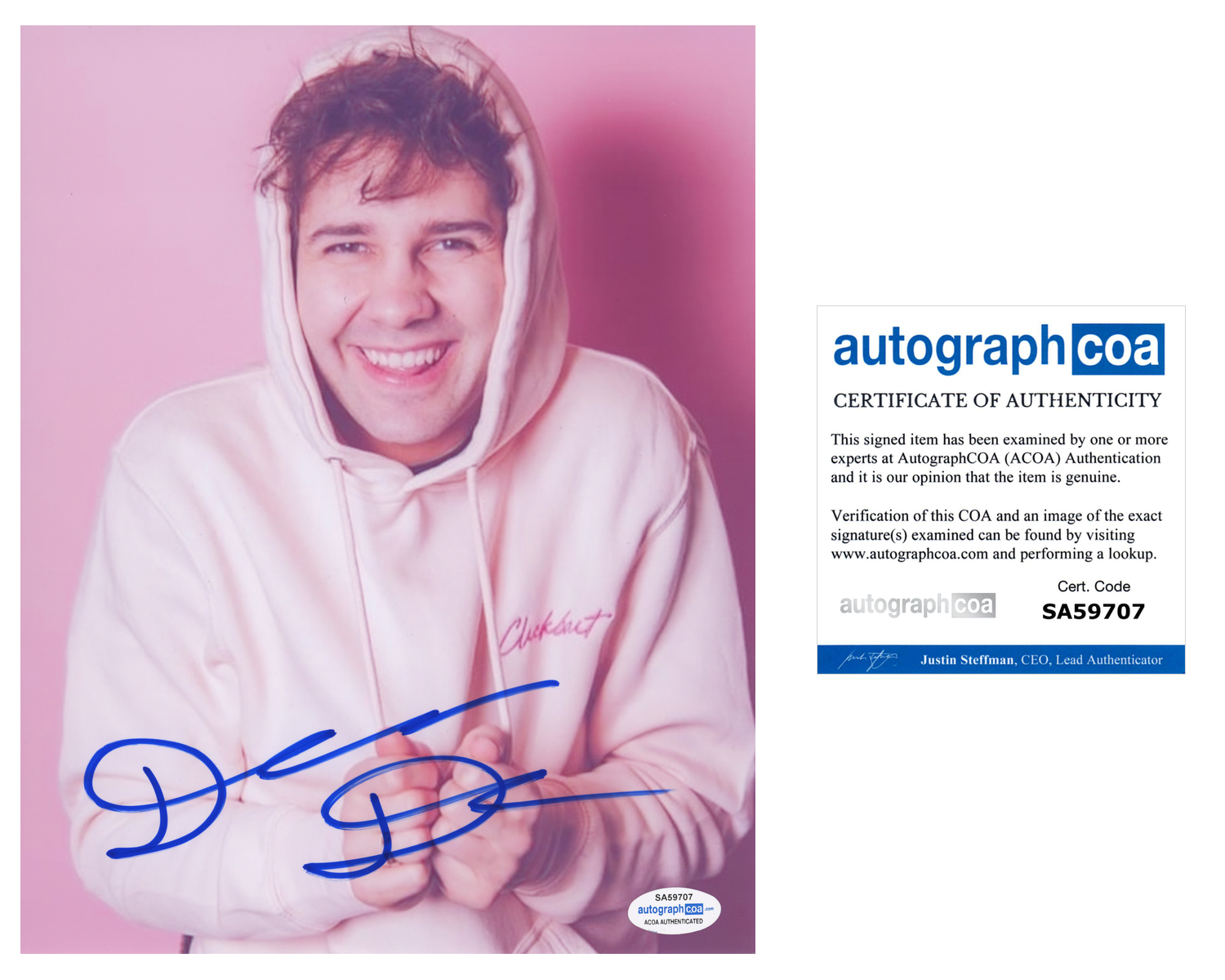 David Dobrik Signed Autographed 8x10 Photo Poster painting YouTube Star ACOA COA