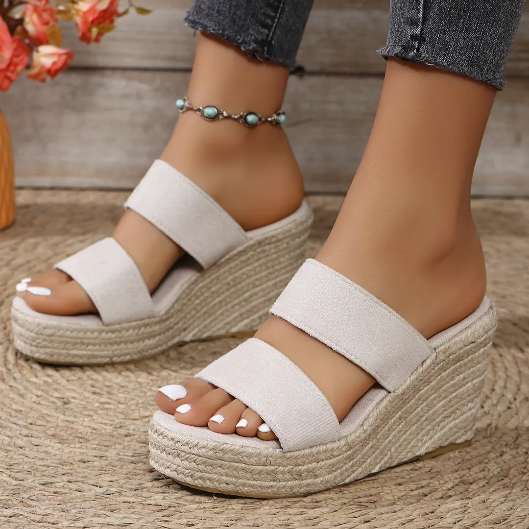 Breakj Breakj New Summer Slope And Thick-Soled Sandals Plus-Size Shoes With Casual Fish Mouth Thick Soles