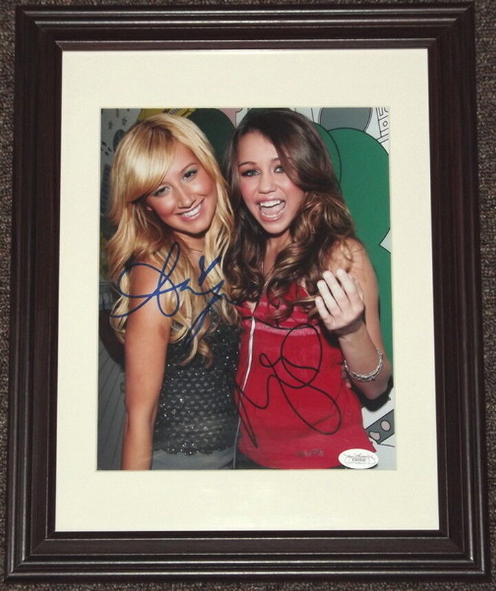 FLASH SALE! Miley Cyrus & Ashley Tisdale Signed Autographed Framed Photo Poster painting JSA COA