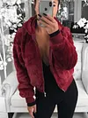 Casual Plush Solid Color Lapel Collar Long Sleeves Warm Jacket