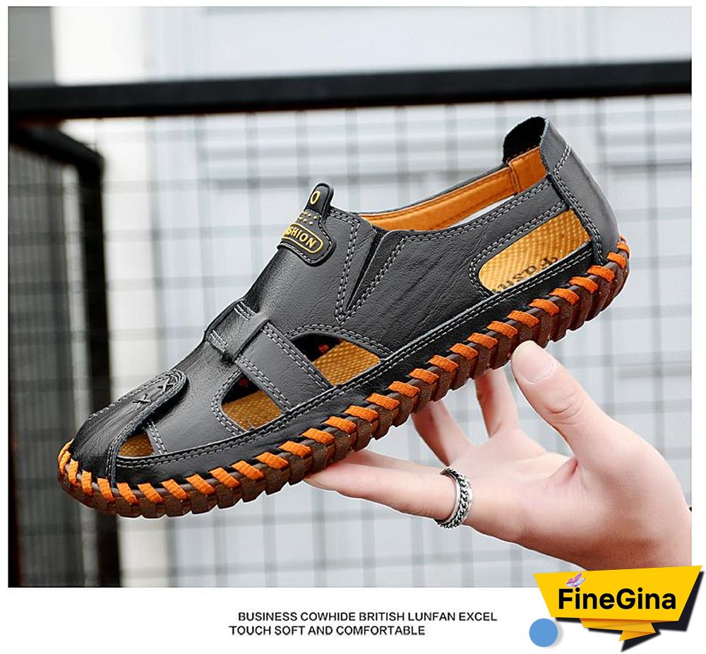 Leather Men Sandals Outdoor Flip Flop Casual Shoes Men Shoes