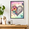 Fleurs de coeur-perce-ronde peinture diamant-30*40cm