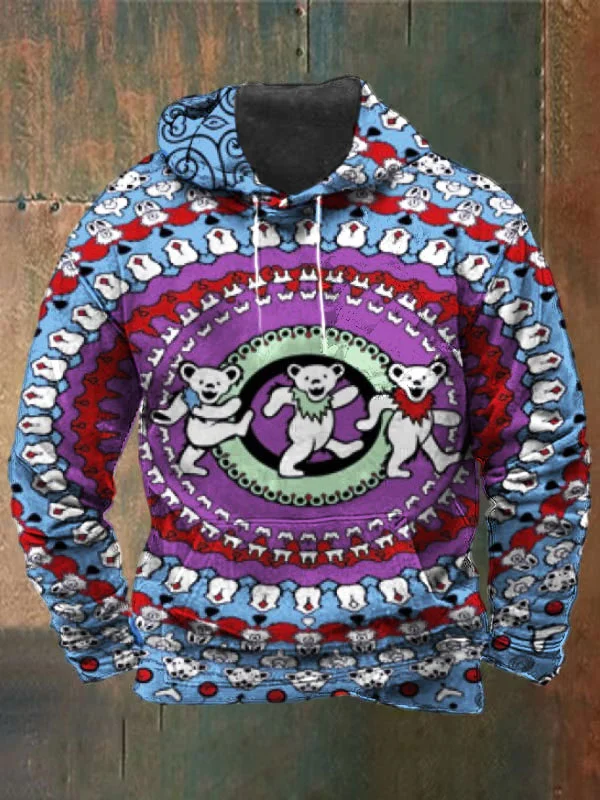 Unisex Bear Print Heavyweight Hoodies