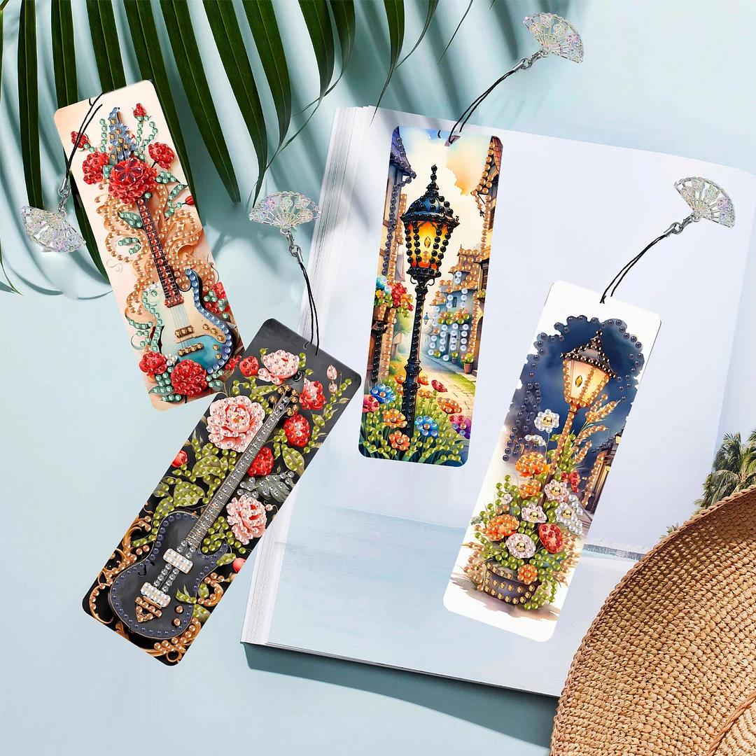 12Pcs Flower Scenery DIY Diamond Painting Bookmarks for Reading Enthusiasts