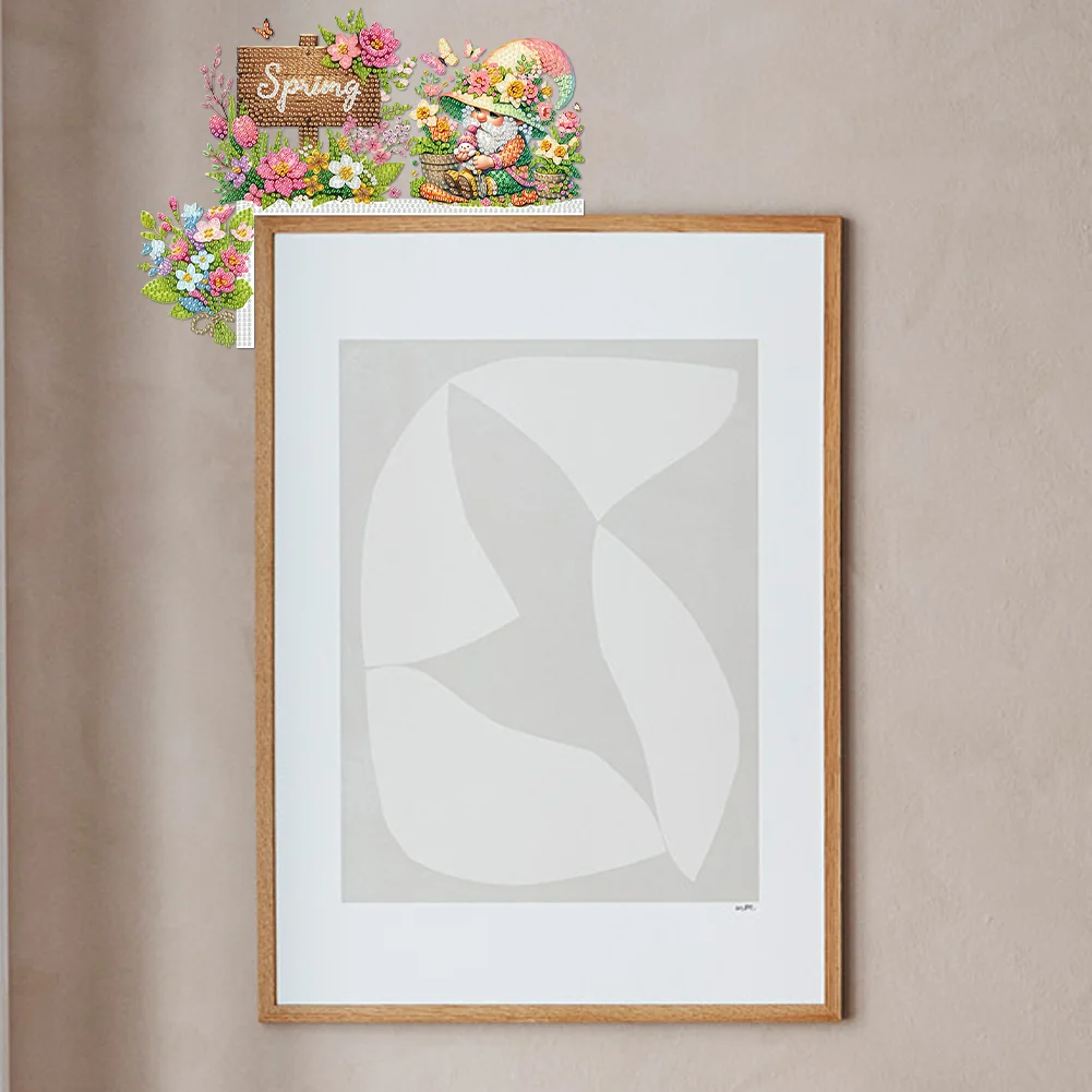 DIY Spring Garden Gnome Diamond Painting Art Door Right Angle Sign for Home Decor