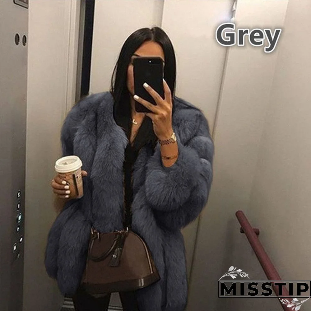 Women Winter Top Fashion Faux Fur Coat Elegant Thick Warm Outerwear Fake Fur Ladies Jacket Coat