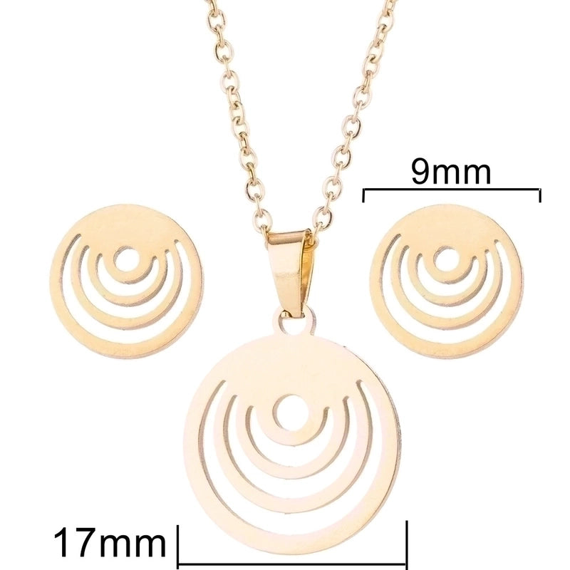 Fashion Heart Shape Butterfly Stainless Steel Plating Earrings Necklace 1 Set