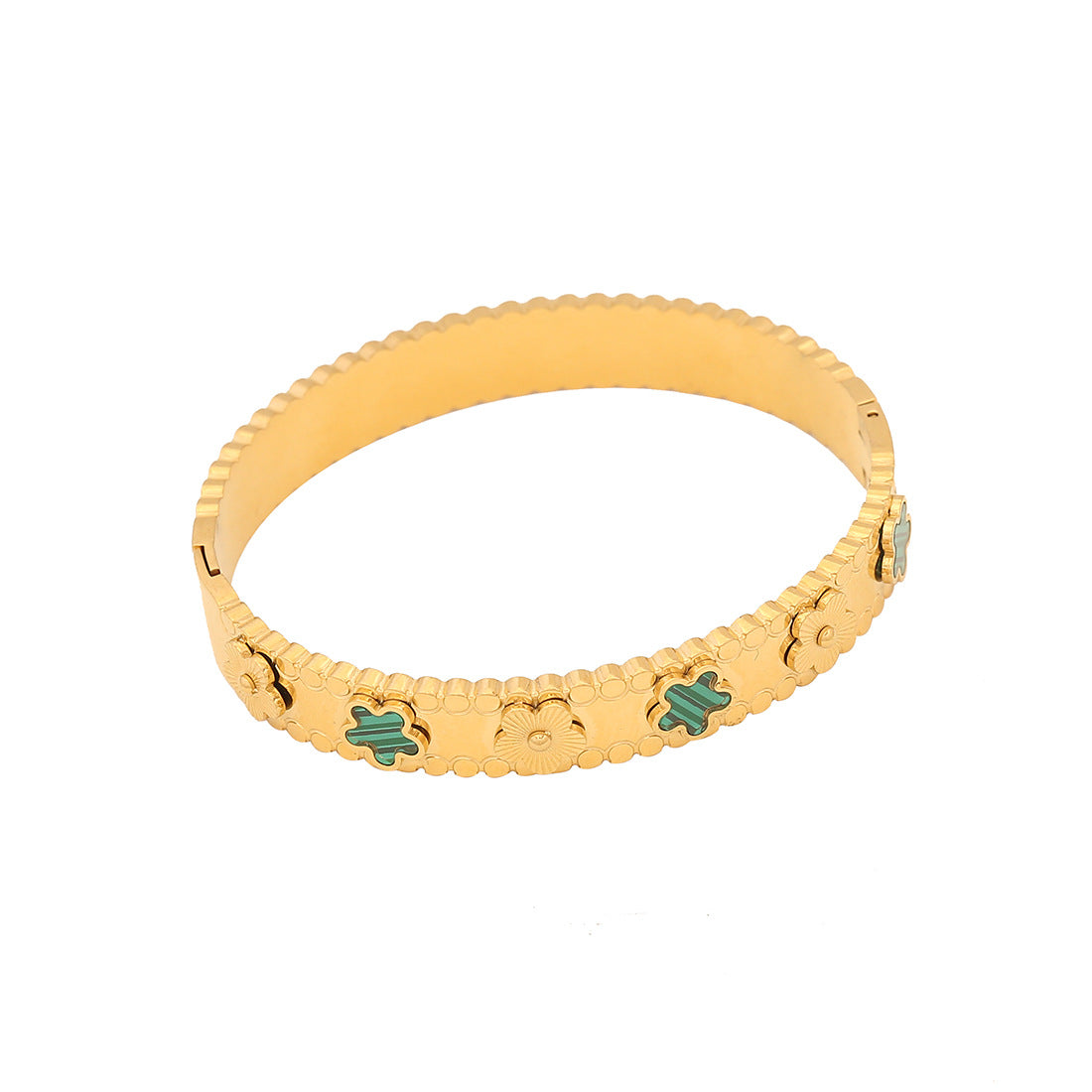 Expressive Flower Stainless Steel Electroplating Bangles