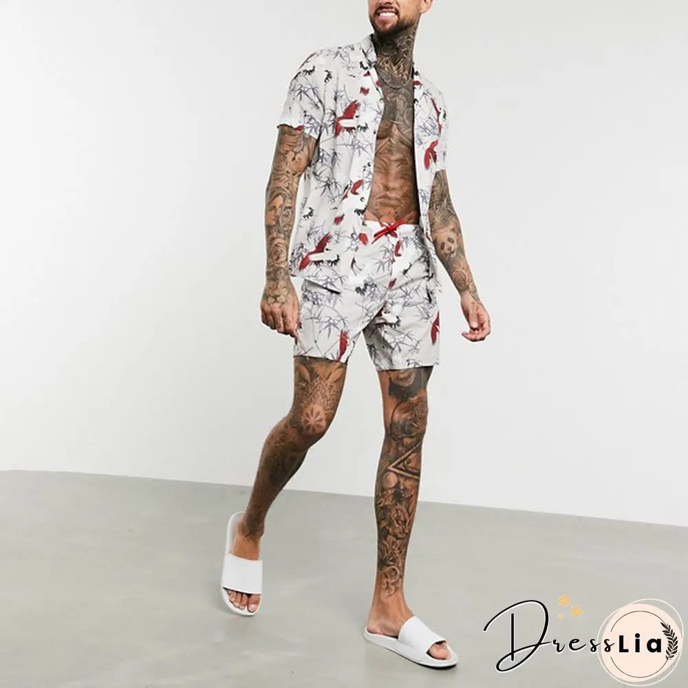 Mens Fashion Casual Printing Suit