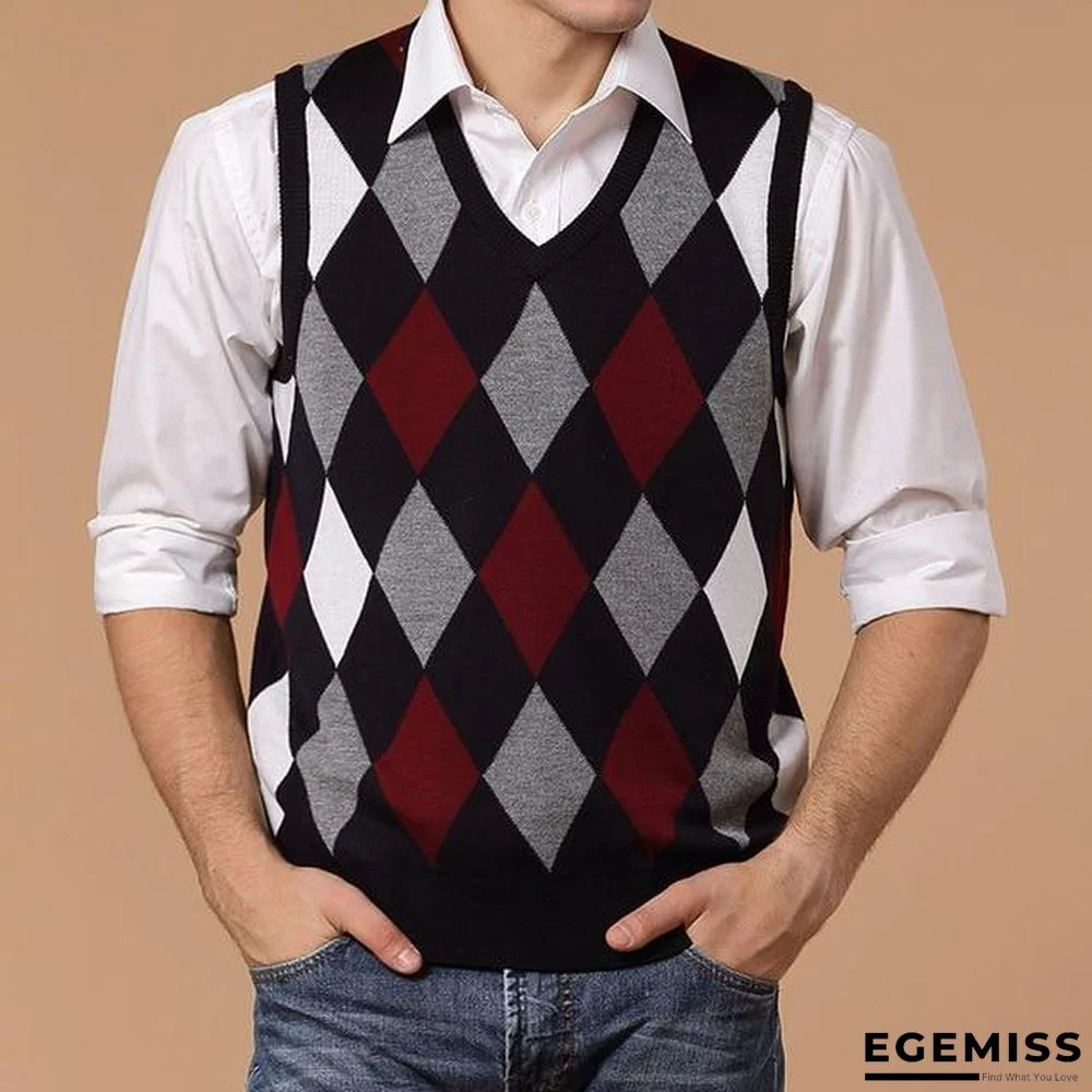 New Fashion Mens Wool Knitted Sweater Vest Plaid Cashmere Sweater Men Spring Autumn Casual Vests Pullover Men | EGEMISS