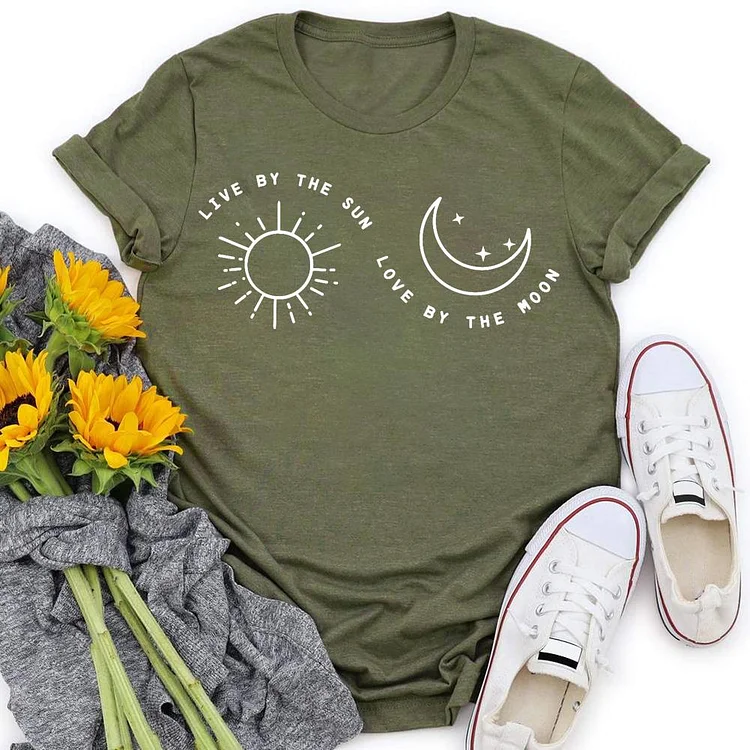 Live by the sun love by the moon Sun and moon T-shirt Tee -05330-Annaletters