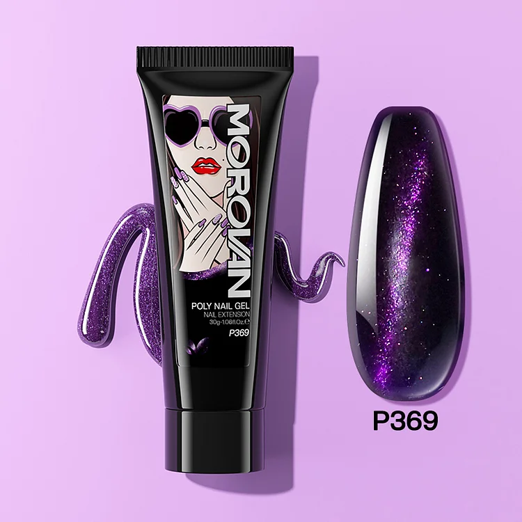 Dark star Purple Glitter Cat Eye Poly Nail Gel 30ml