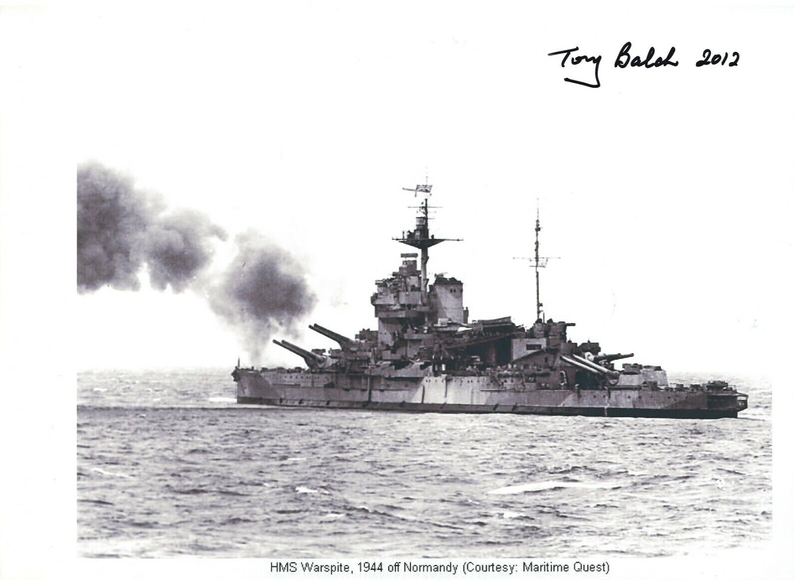 TONY BALCH HMS WARSPITE D-DAY VETERAN RARE SIGNED Photo Poster painting