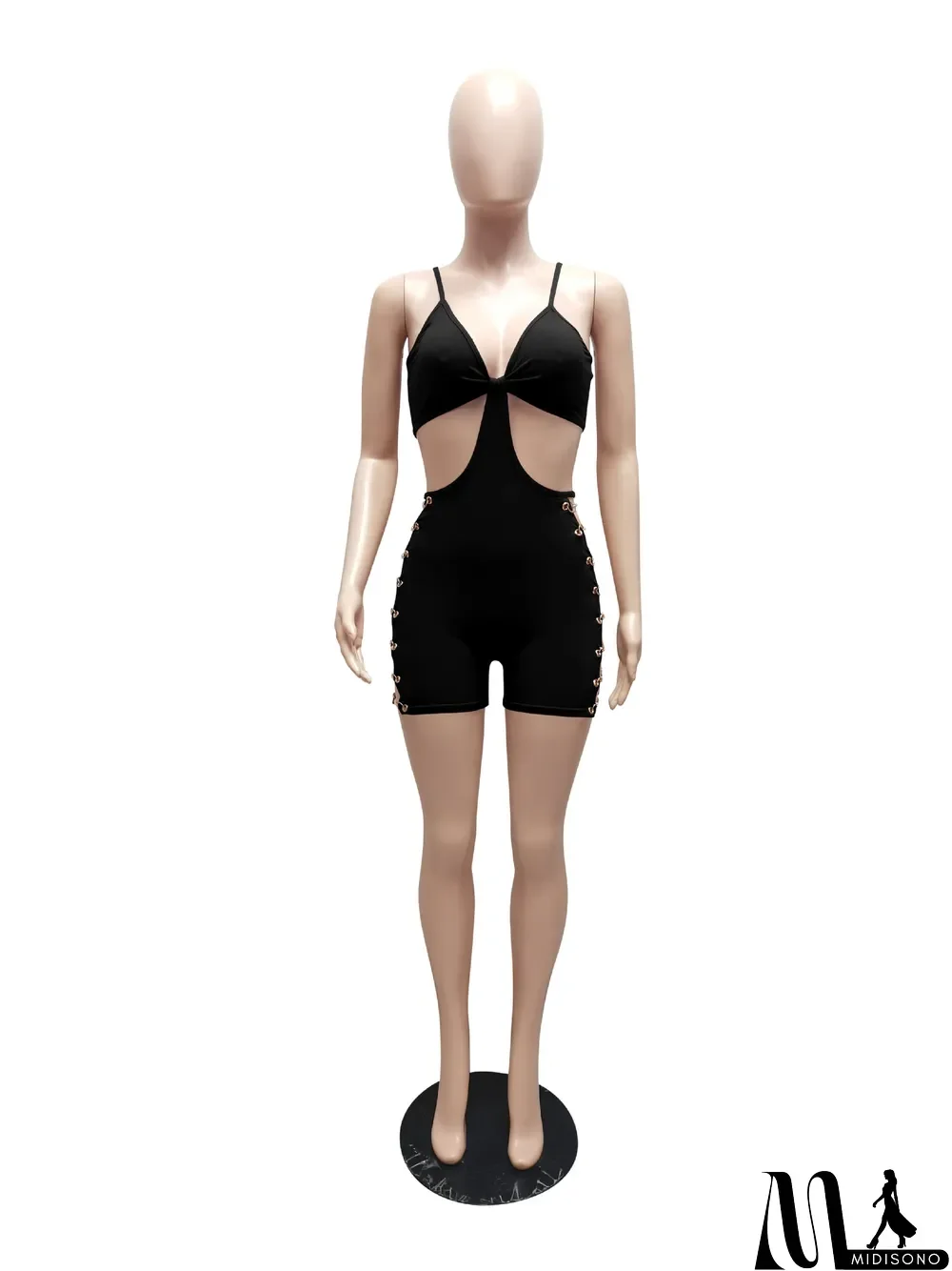 MidiSono - Sleeveless Chain Wrap Hip Slim Sexy Jumpsuit