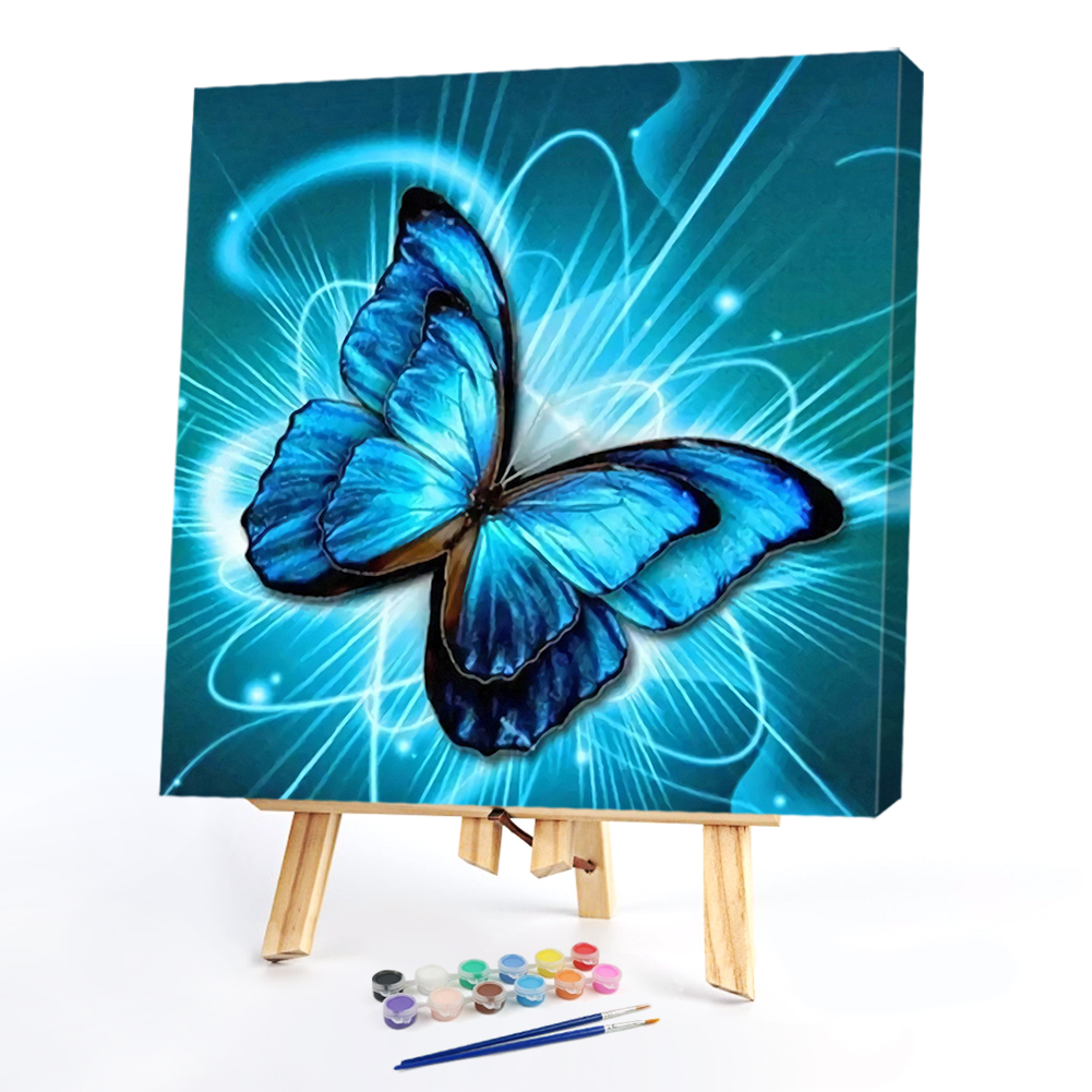 

40*40CM - Paint By Numbers - Blue Butterfly, 501 Original