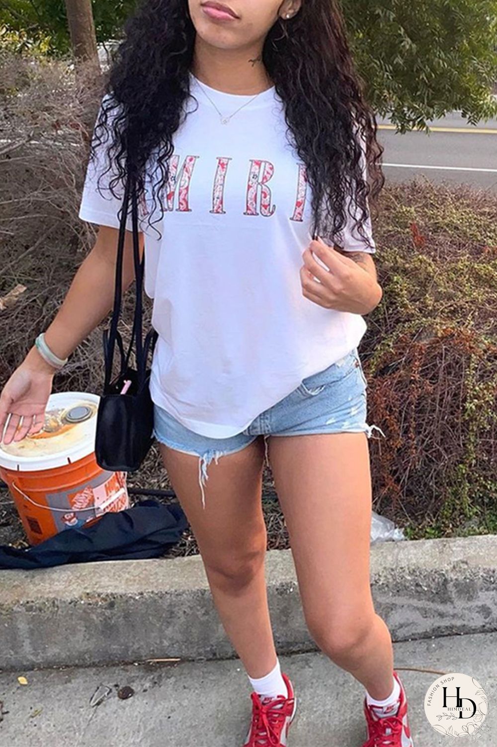 White Fashion Casual Letter Print Basic O Neck T-Shirts