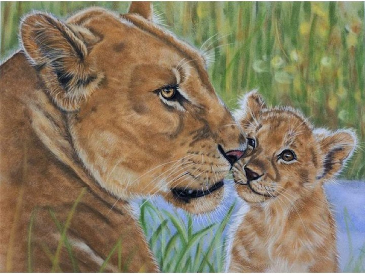 Parent-Child Tiger 40*30CM(Canvas) Full Round Drill Diamond Painting gbfke