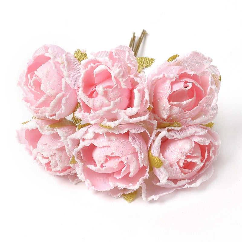10 Pieces Pink Artificial Flower Wedding Shooting Props Handmade Diy Hair Accessories Decoration Flower Box Material