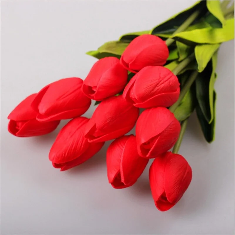 10pcs Beauty Real Touch Flowers Latex Tulips Flower Artificial Bouquet For Home Party Wedding Bridal Bouquet Fake Flower