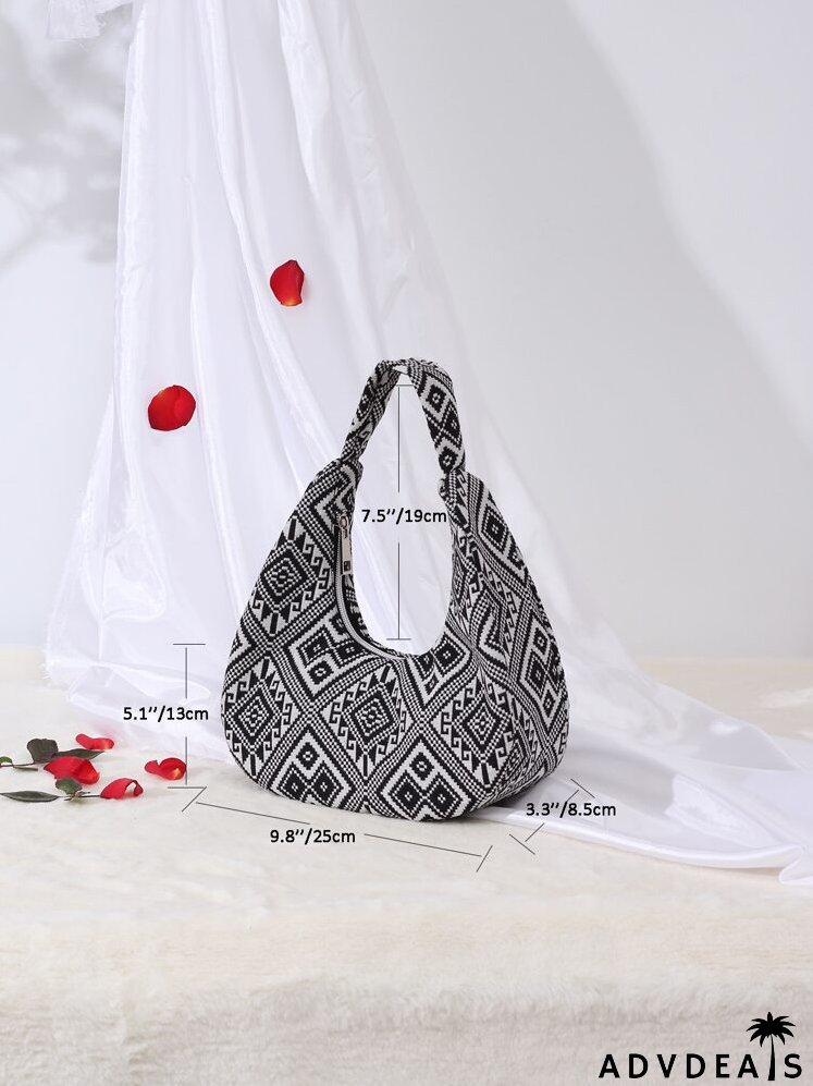 Geometric Graphic Baguette Bag