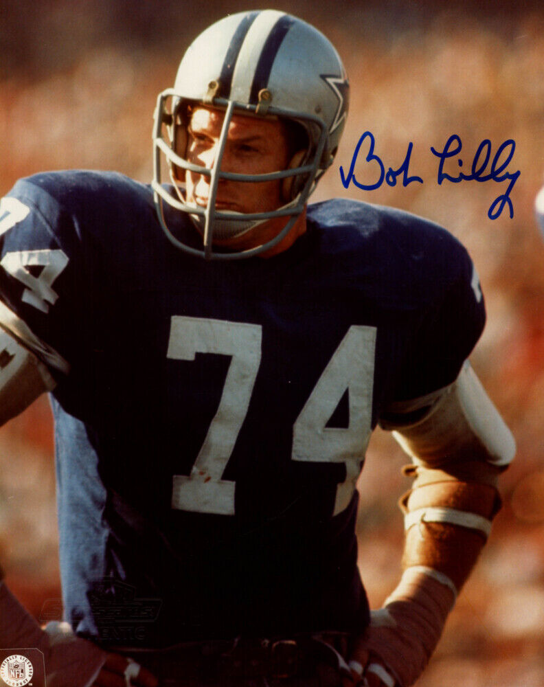 Bob Lilly Signed Cowboys 8x10 Photo Poster painting (Sports Cards SOA) NFL