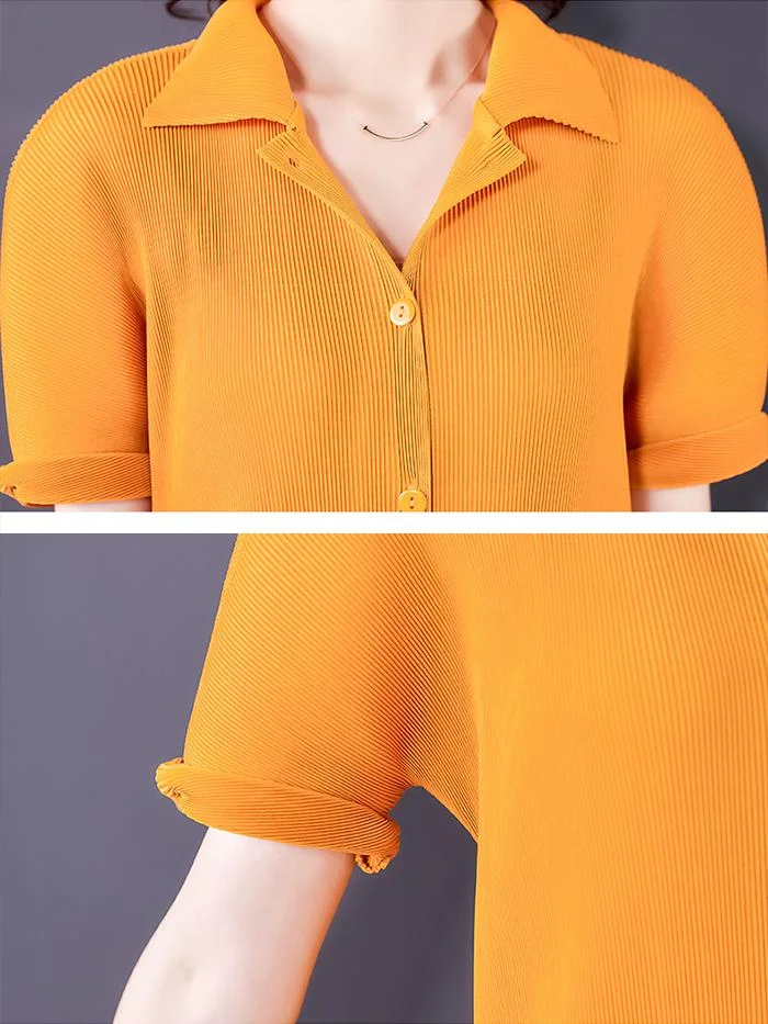 Elegant pleated mid-length dress