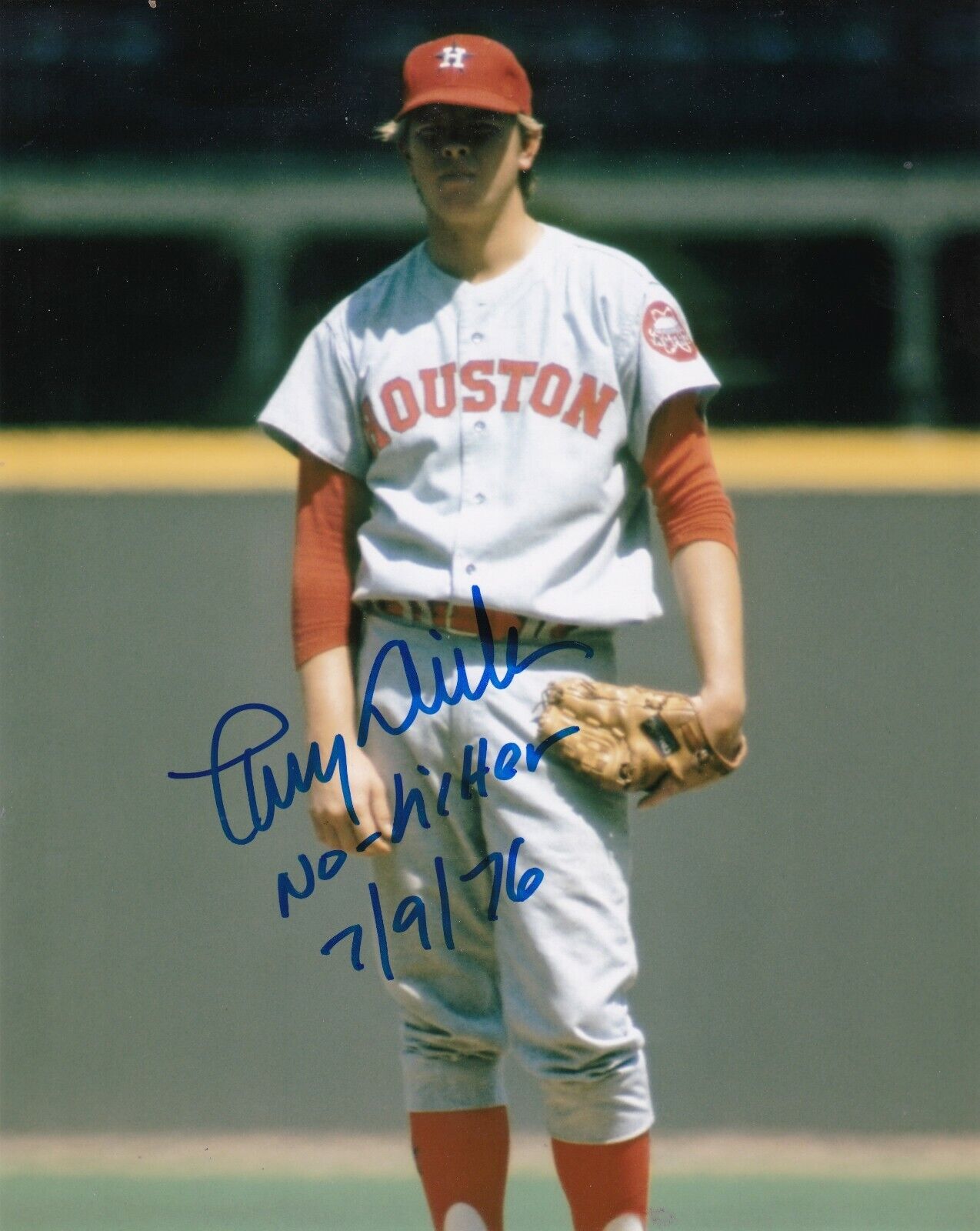 LARRY DIERKER HOUSTON ASTROS NO-HITTER 7/9/76 ACTION SIGNED 8x10