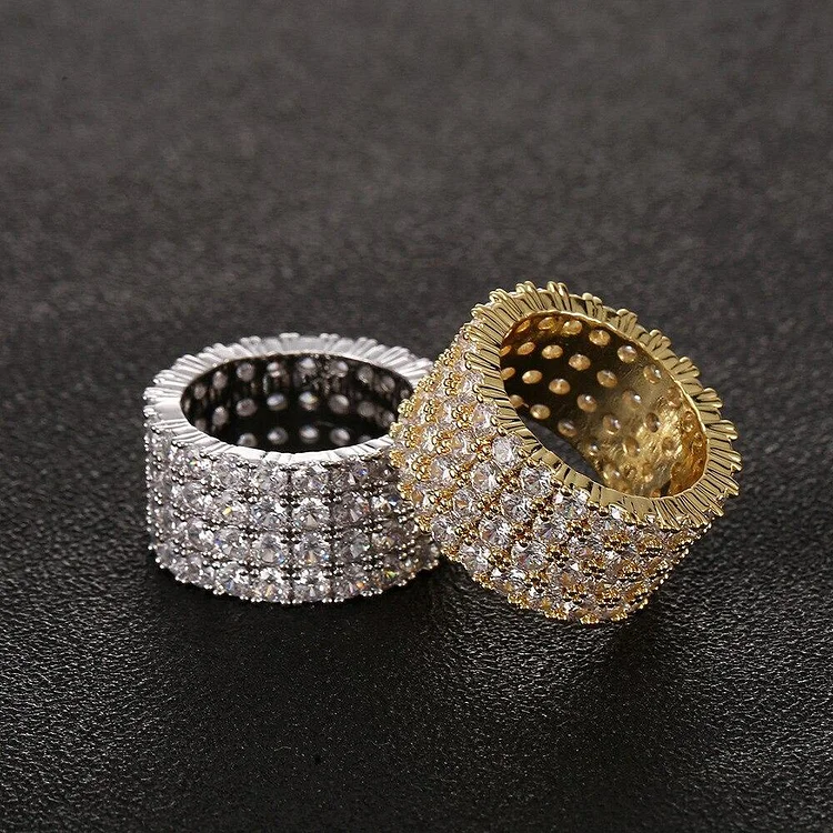 Hip hop iced out bling men rings
