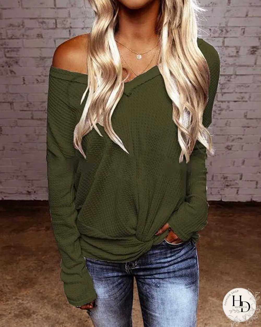 Women V-neck Fall Spring Fashion Tops Blouses