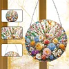(Upgrade Size)DIY Diamond Painting Art Double Sided Effect Pendant Colorful Stained Glass Hanging Ornament Kit(rFlowers)