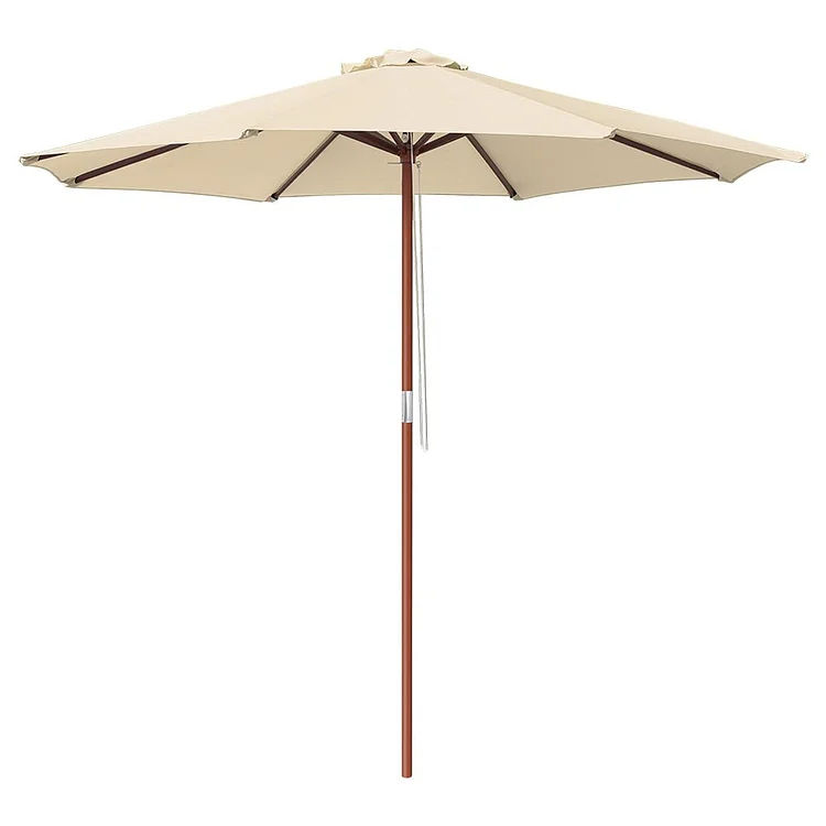 9ft Patio Wood Market Umbrella Multiple Colors