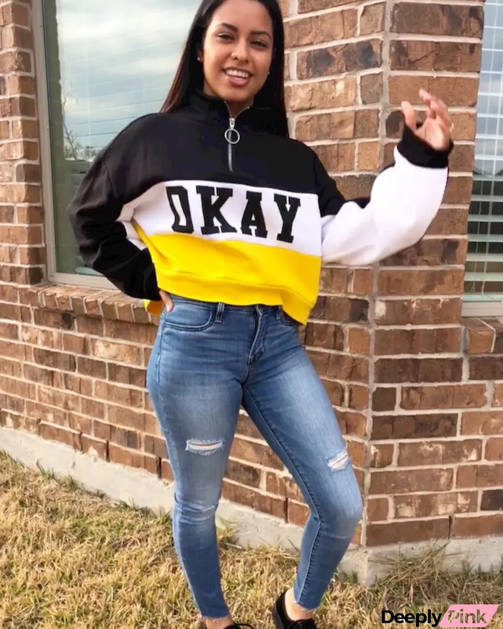 Casual Letter Print Zipper Sweatshirt