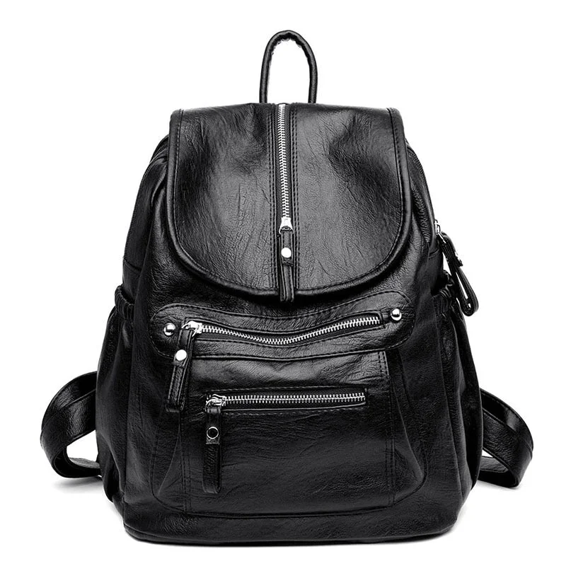 Women High Quality Leather Backpacks Vintage Female Shoulder Bag Sac A Dos Travel Ladies Bagpack Mochilas School Bags for Girls
