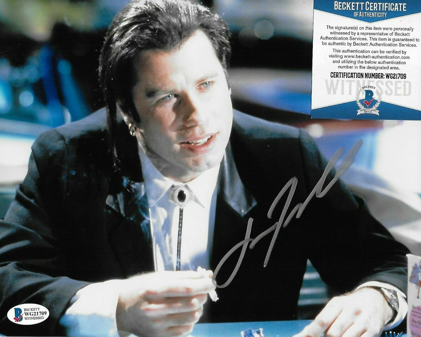 John Travolta Pulp Fiction Original Autographed 11X14 Photo Poster painting w/Beckett COA #2