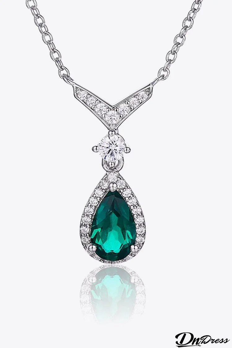 Lab-Grown Emerald Teardrop Necklace