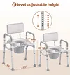 Bedside Commode Chair with Padded Seat and Backrest, Aluminum Dual-Crossbar, Height Adjustable, Portable Toilet for Seniors and Adults, Potty Bucket and Splash Guard, 350 lbs Weight Capacity