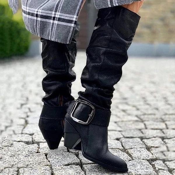 Women Vintage Lace Up Bandage Knee High Boots -boots