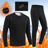 30 Areas USB Electric Heated Underwear Long Johns Heating Jacket (Black XL)