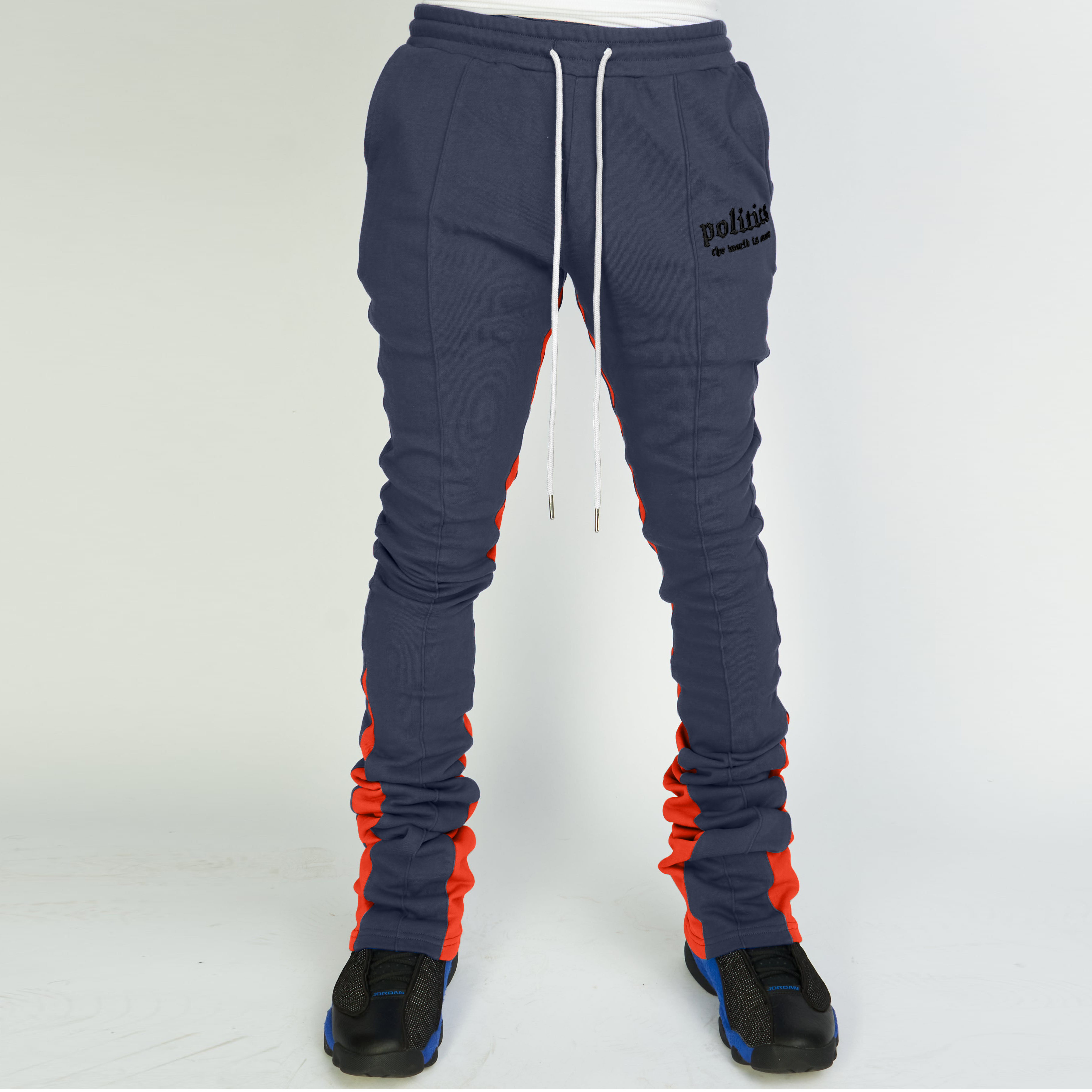 flared trousers with vintage panels
