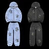 Couple Street Y2K Hoodie Embroidered Zipper Bear Pattern Hooded Sweatshirts And Pants Design Set by Inlyline