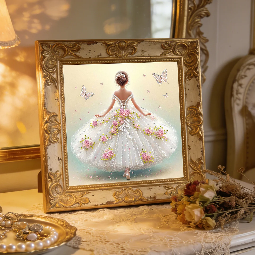 Diamond Painting - Partial Special Shaped Drill - Butterfly Gown(Canvas|30x30cm)
