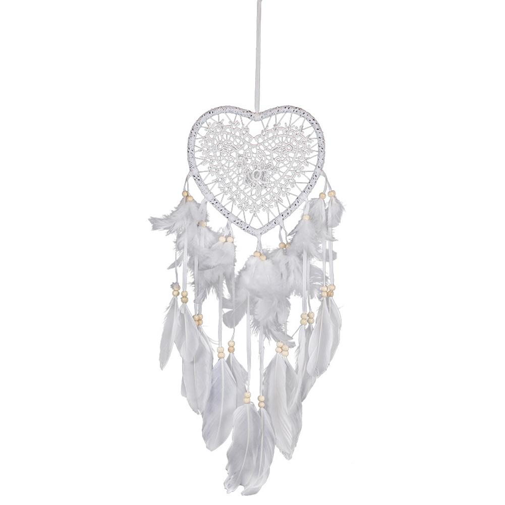 

Love Heart Dream Catcher LED Light Feathers Wall Hanging Dreamcatcher Decor, White, 501 Original