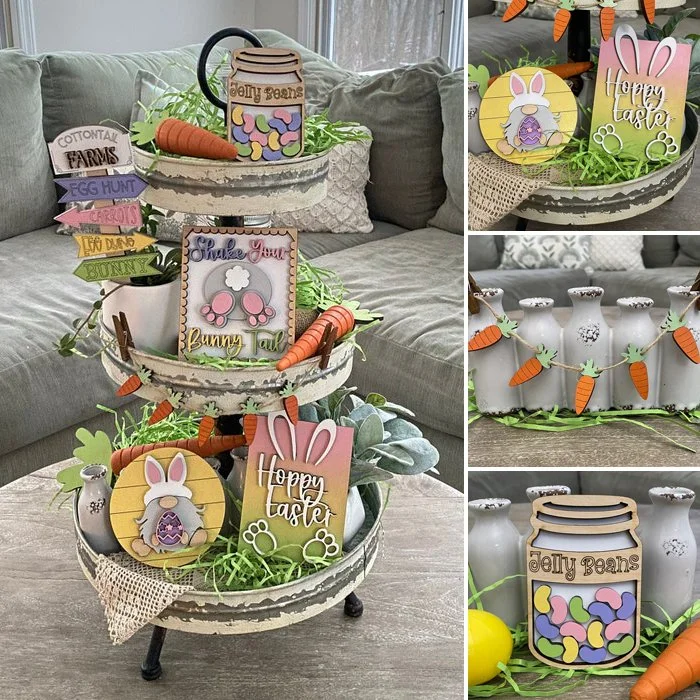 🐰Easter carrots tiered tray decor🐰